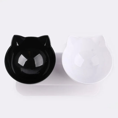 Non-Slip Double Cat Bowl For Food and Water With Inclination Stand