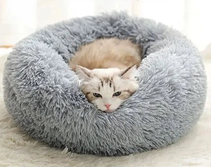 Пузырчатая кровать™Утолщенное длинное плюшевое круглое гнездо для домашних животных