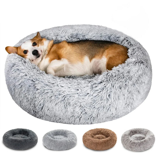 FlufBeds™ Круглая теплая и пушистая кроватка для домашних животных