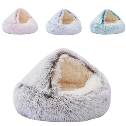 Теплая плюшевая кроватка для домашних животных WarmCaves™