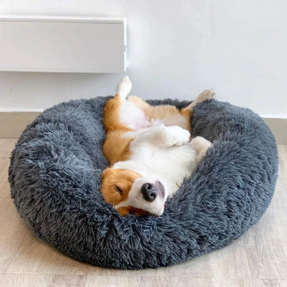 FlufBeds™ Круглая теплая и пушистая кроватка для домашних животных
